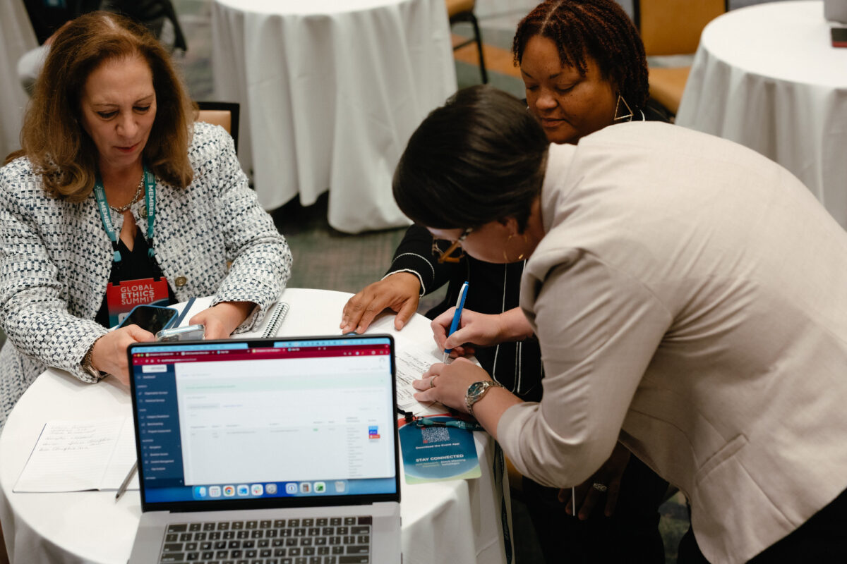 Attendees listening at the Global Ethics Summit